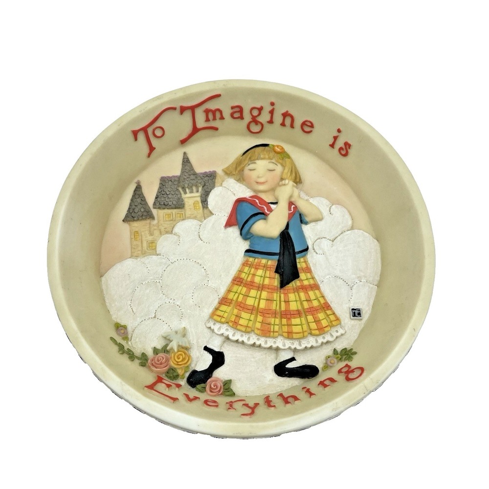 Vtg Mary Engelbreit To Imagine is Everything  Round 8" Wall‎ Plaque